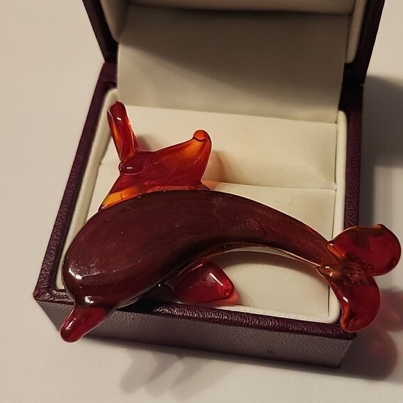 Handblown Glass Dolphin Dichroic Glass Pendant Sea CreatureOcean Womens Jewelry - Picture 5 of 5